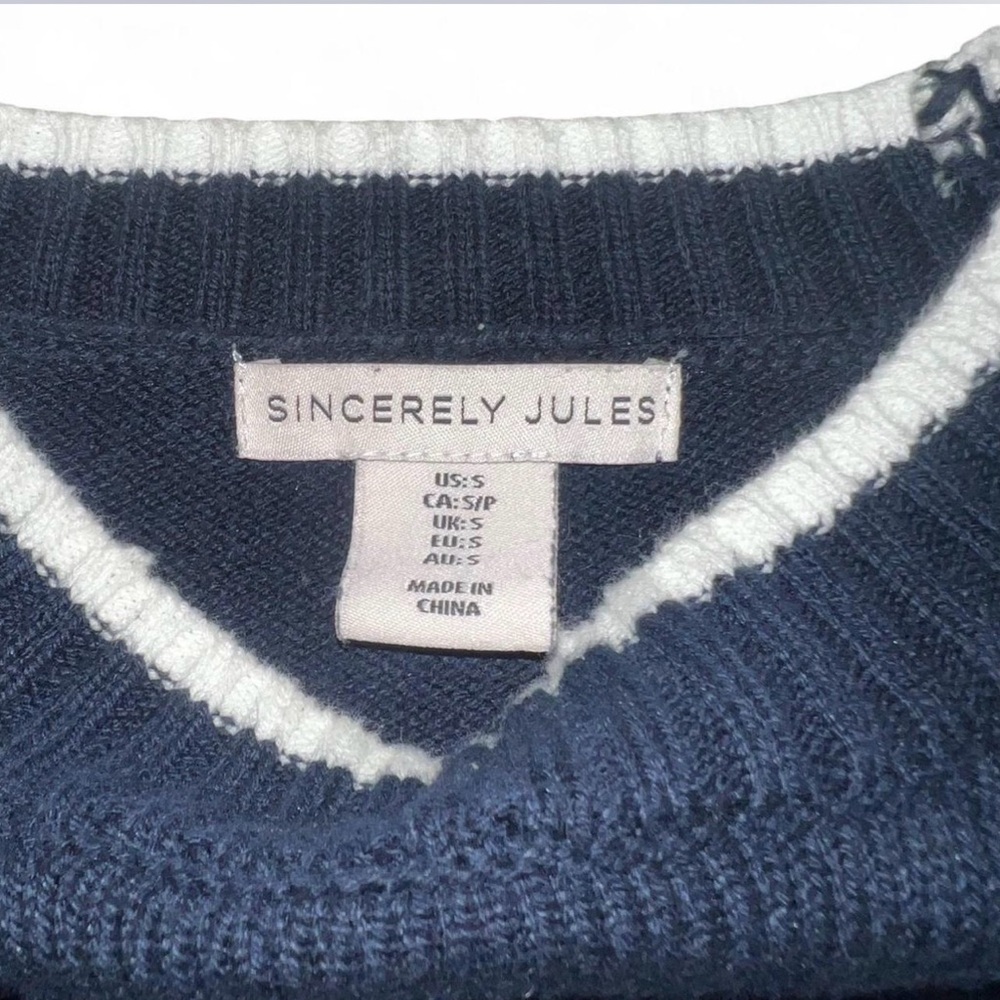 Sincerely Jules Navy Blue Sports Sweater - Small - Picture 3 of 4